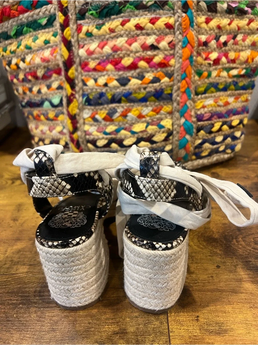 VinceCamino Roreka Wraparound Tie Espadrille Sandal In Warm Vanilla:Size 7.5
